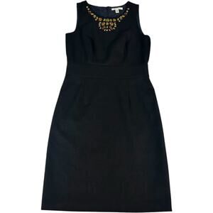 Banana Republic Women’s Black Sleeveless Sheath Dress Jeweled Neckline Size 8